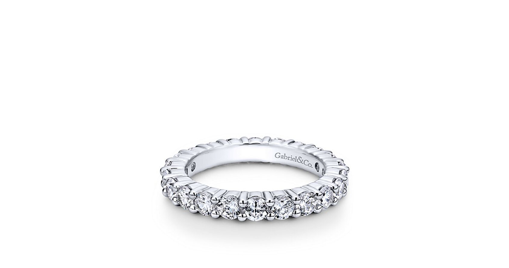 14k White Gold Round Eternity Diamond Anniversary Band