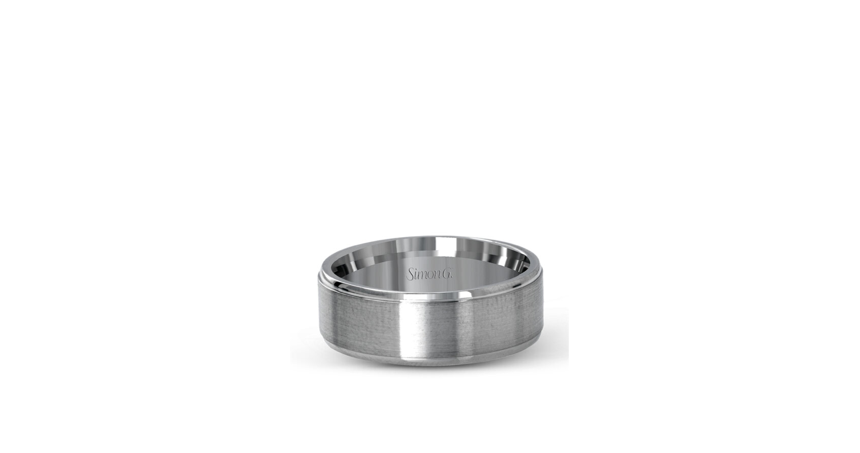 This classically styled men’s wedding band features a brushed finished outside and a minimal, solid design that is perfect for everyday wear.